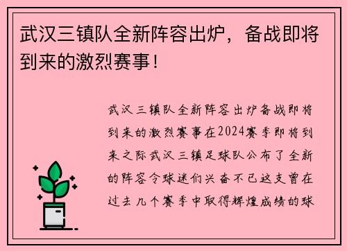 武汉三镇队全新阵容出炉，备战即将到来的激烈赛事！